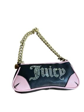 Juicy Couture Black and Pink Crystal Logo Mini Shoulder Bag
